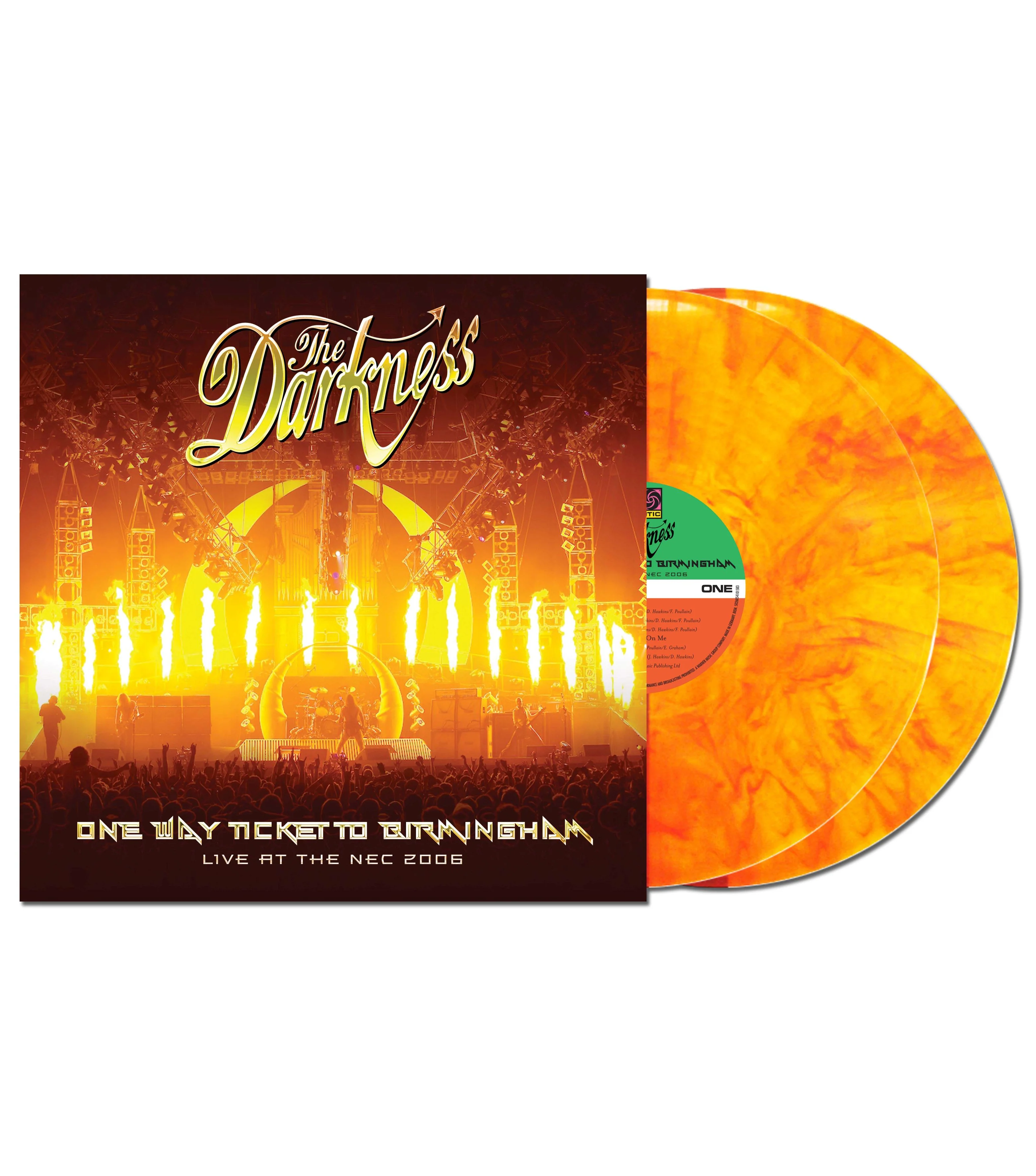The Darkness - One Way Ticket To Birmingham (Live at The NEC, Birmingham, February 19, 2006) - 2LP - Red & Yellow Marble Vinyl  [Record Store Day 2026]